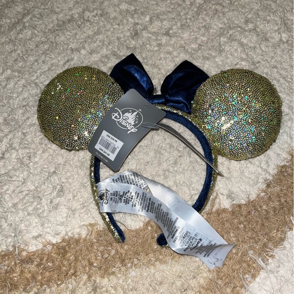 DISNEY BLUE & GOLD SEQUINS MINNIE MOUSE EARS - Picture 3 of 3